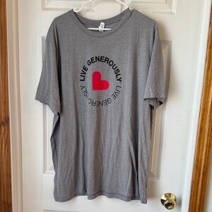 Bella Canvas Gray Crewneck Tee with Red Accent Tag